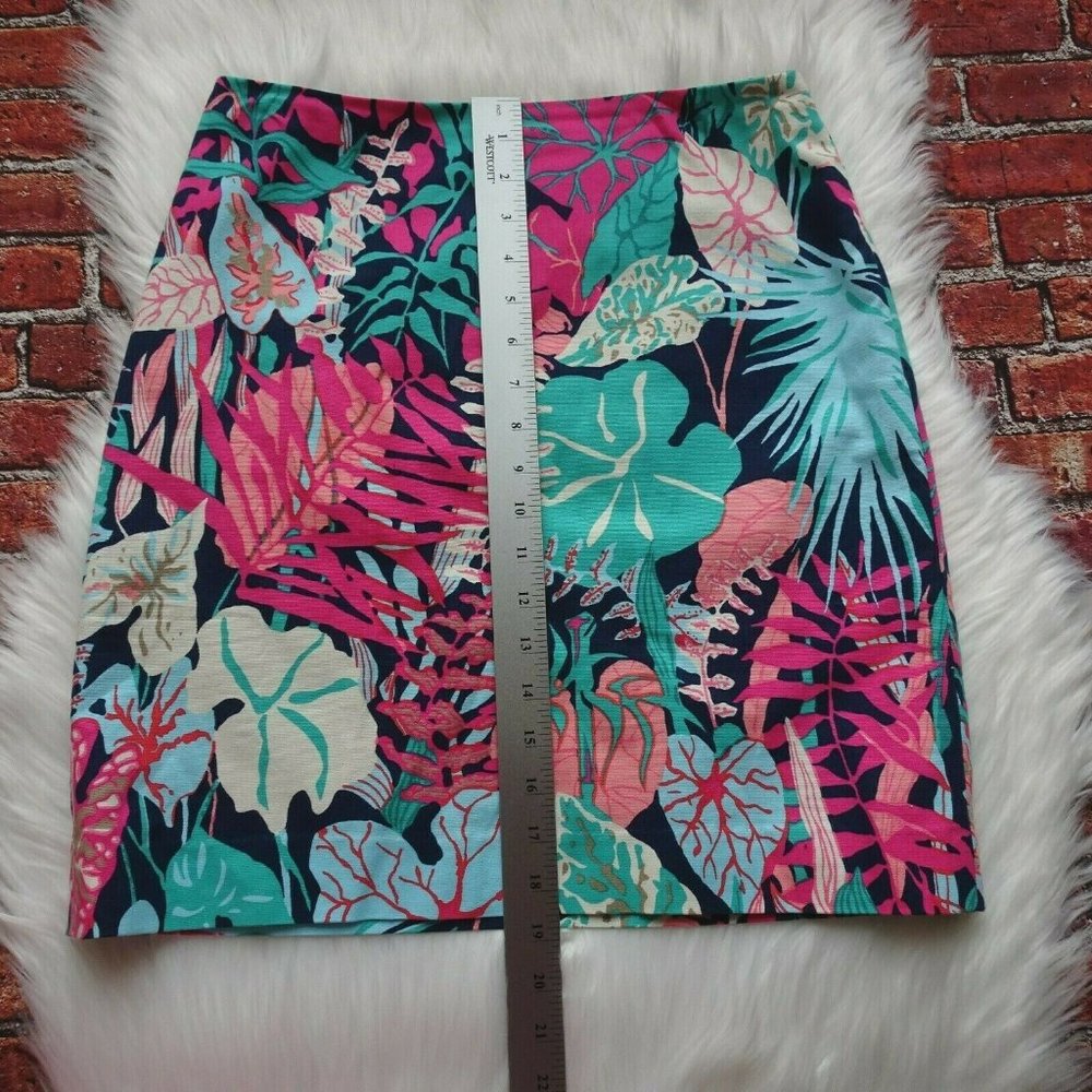 Talbots Women's Mini Skirt Short Tropical Leaves Resort Colorful Floral Size 2 - Picture 11 of 12